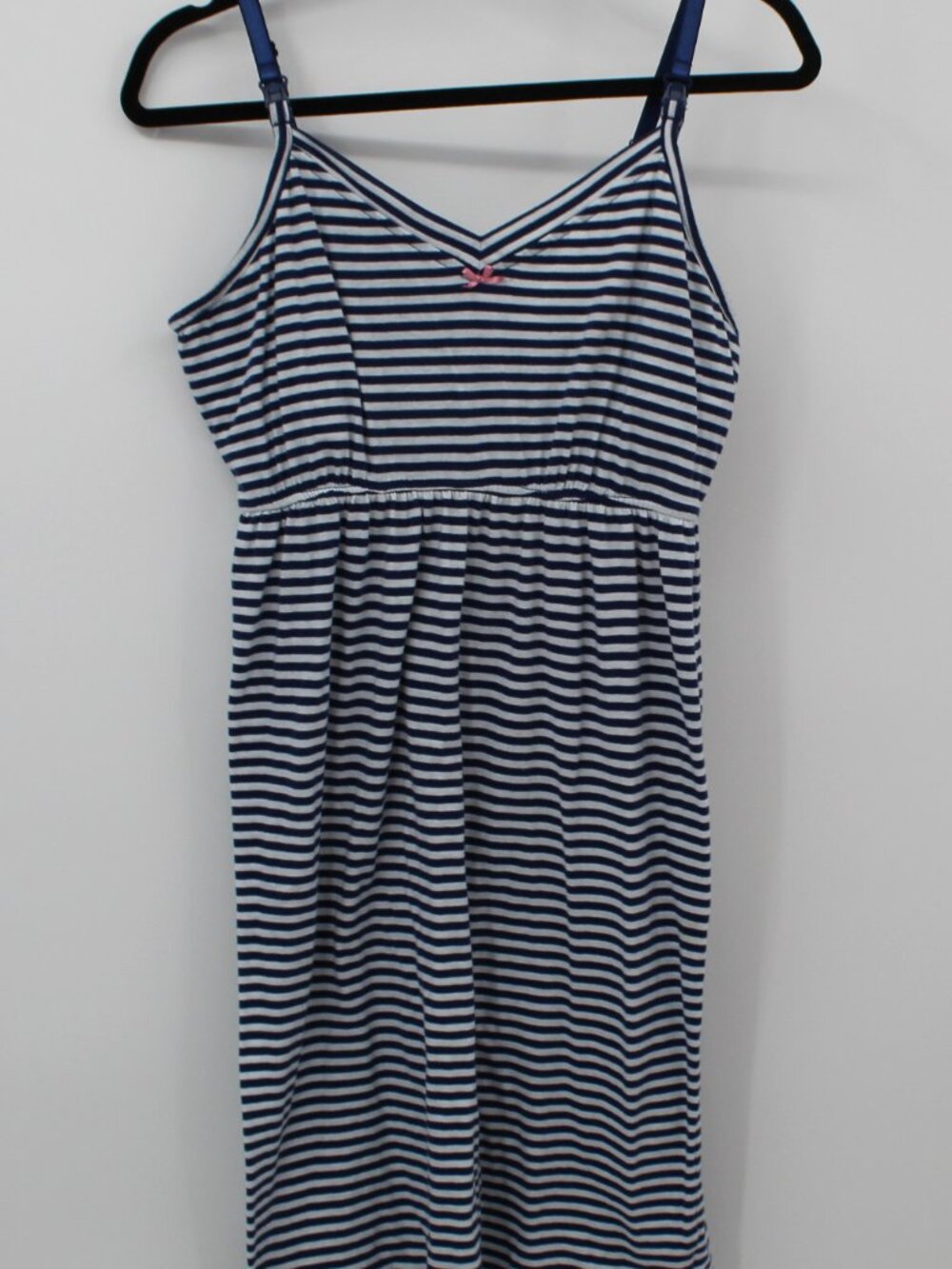 Blue and White Striped Summer Maternity Dress Sz Med Vacation Pool Cool Soft - Picture 2 of 6